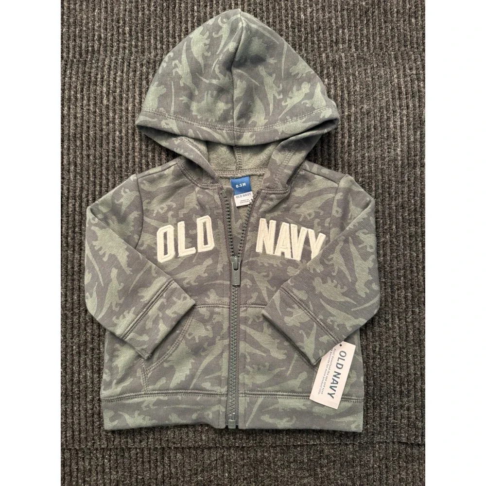 Old Navy 0-3 Months Camo DinosaurFront Zip Sweat Shirt And Pants Set NEW W/ Tags